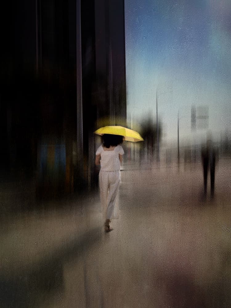 Yellow Umbrella Stroll by Yi-Tang Wang — canvas wall art