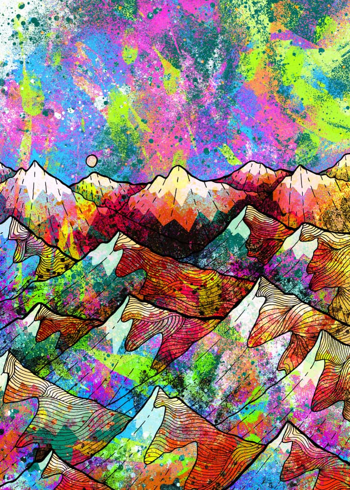 Vibrant Abstract Mountains by Stephen Wade — canvas wall art