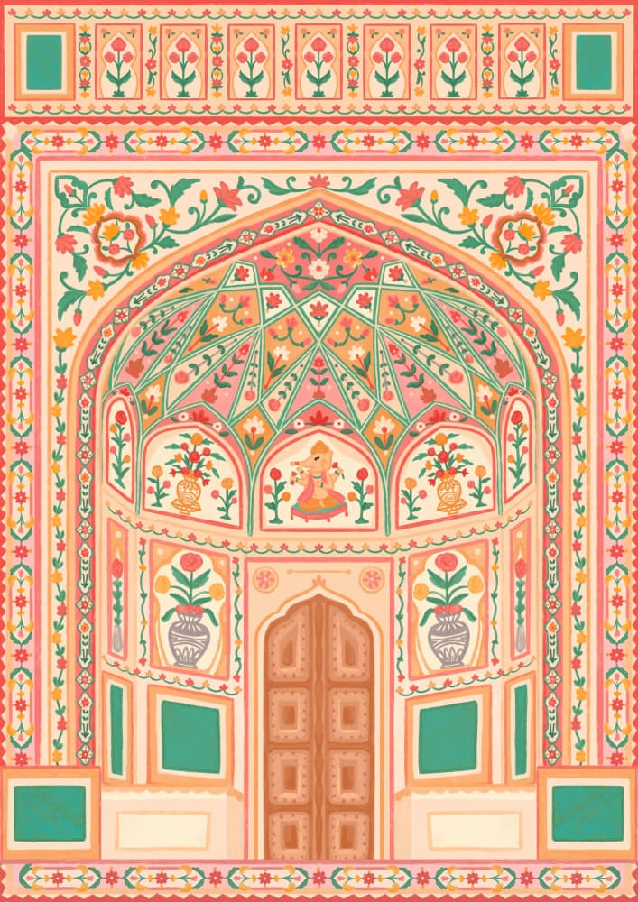 Floral Ganesh Temple Arch by Nidhi Kachhadiya — canvas wall art