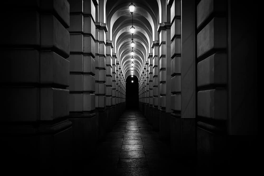 Dark Arched Corridor by Roland Weber — canvas wall art