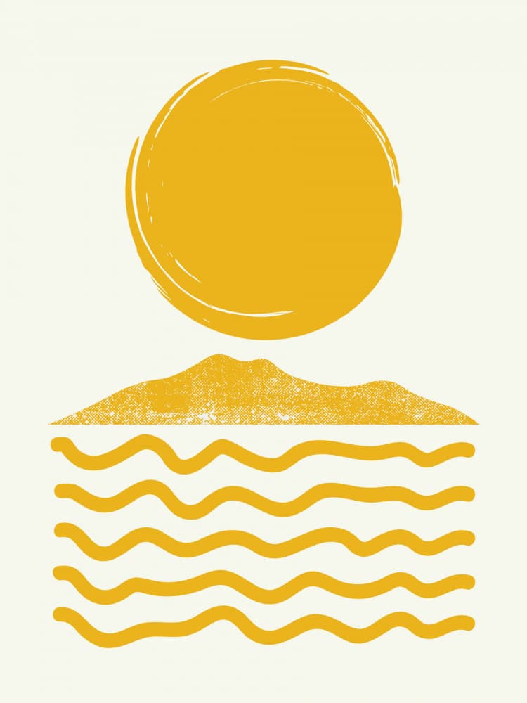 Golden Sun Waves Landscape by Little Dean — canvas wall art