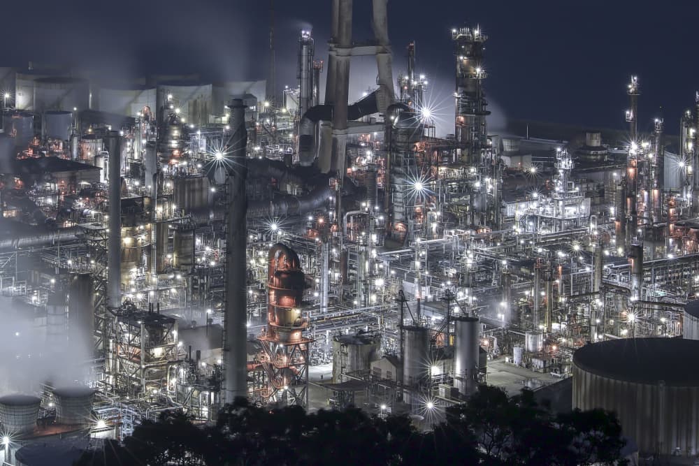 Industrial Night Lights by Tomoshi Hara — canvas wall art