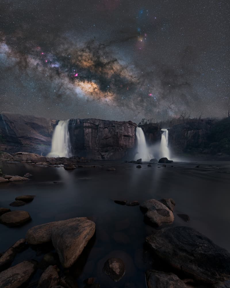Milky Way Waterfall Night by Vikas Chander — canvas wall art