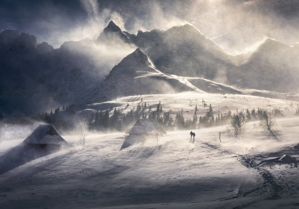 Winter Mountain Blizzard by Karol Nienartowicz — canvas wall art