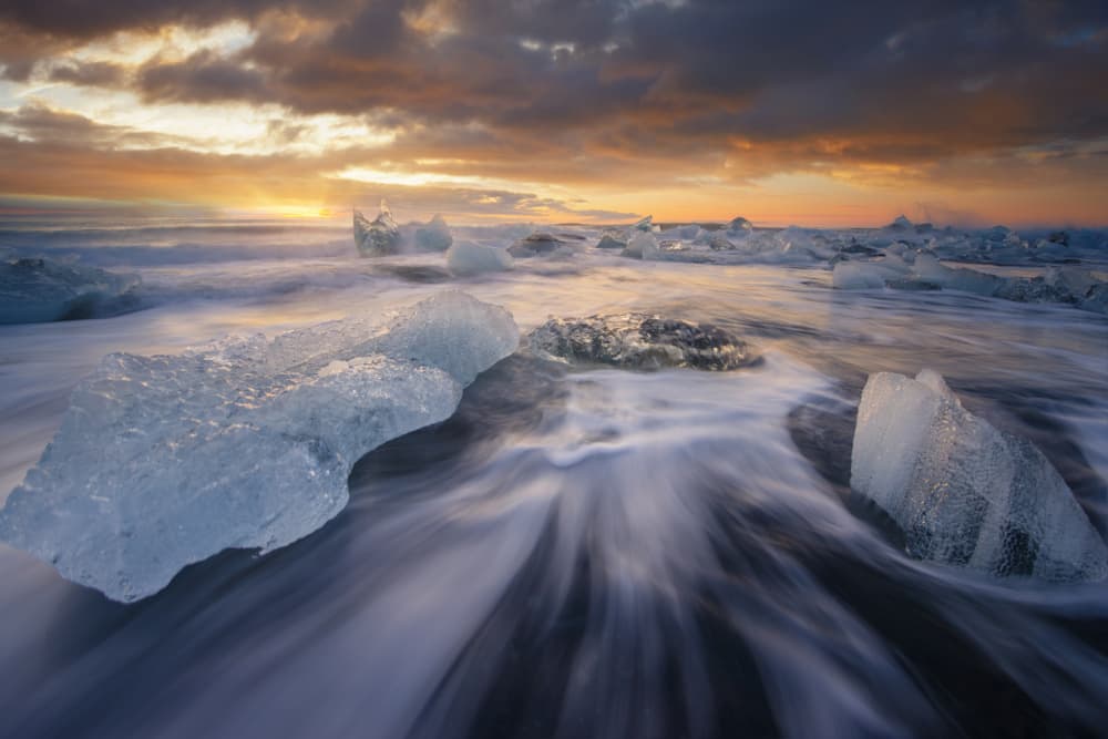 Golden Hour Ice Beach by David Martin Castan — canvas wall art