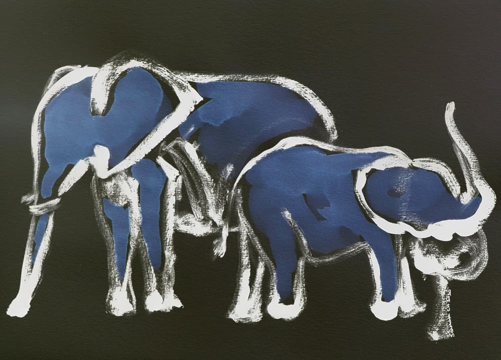 Blue Elephant Family by Santhosh ch — canvas wall art