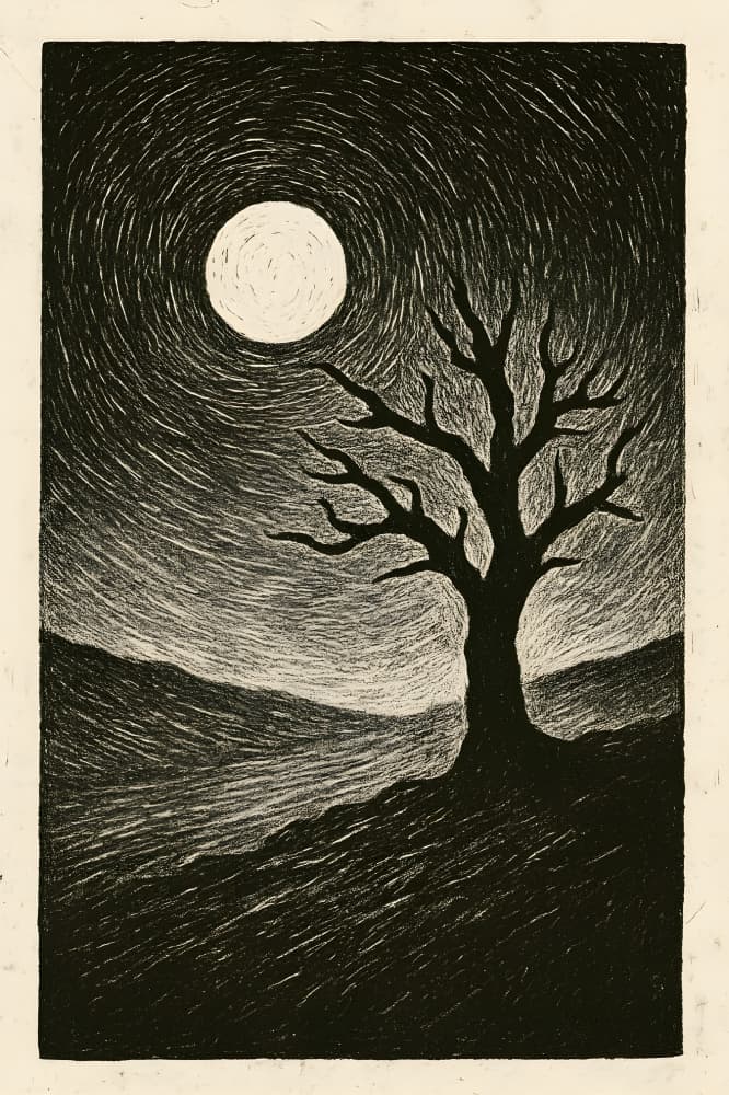 Moonlit Night Tree by HUGO — canvas wall art