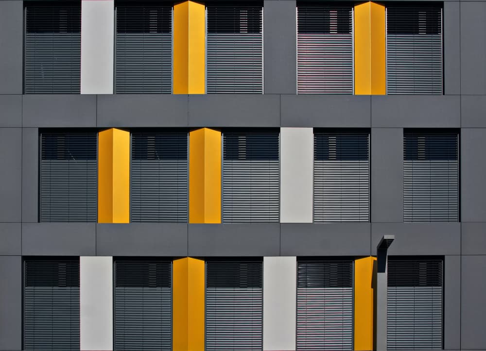 Geometric Yellow Facade by Hans Peter Rank — canvas wall art