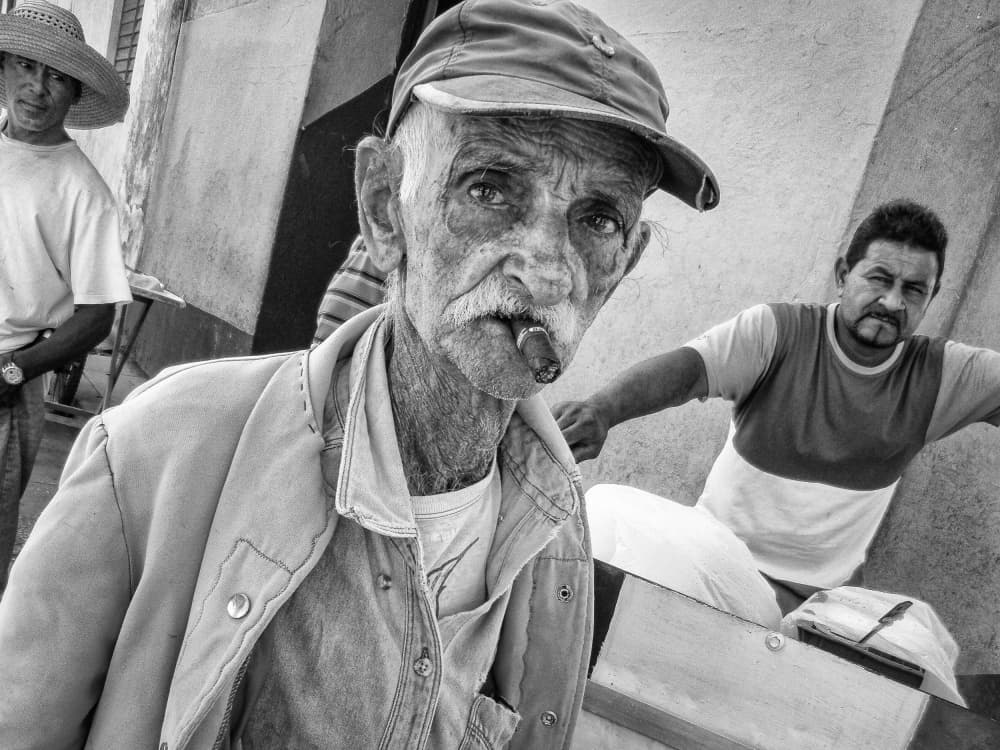 Old Man Smoking Cigar by Andy Bauer — canvas wall art