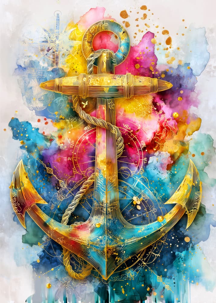 Colorful Cosmic Anchor by Justyna Jaszke — canvas wall art