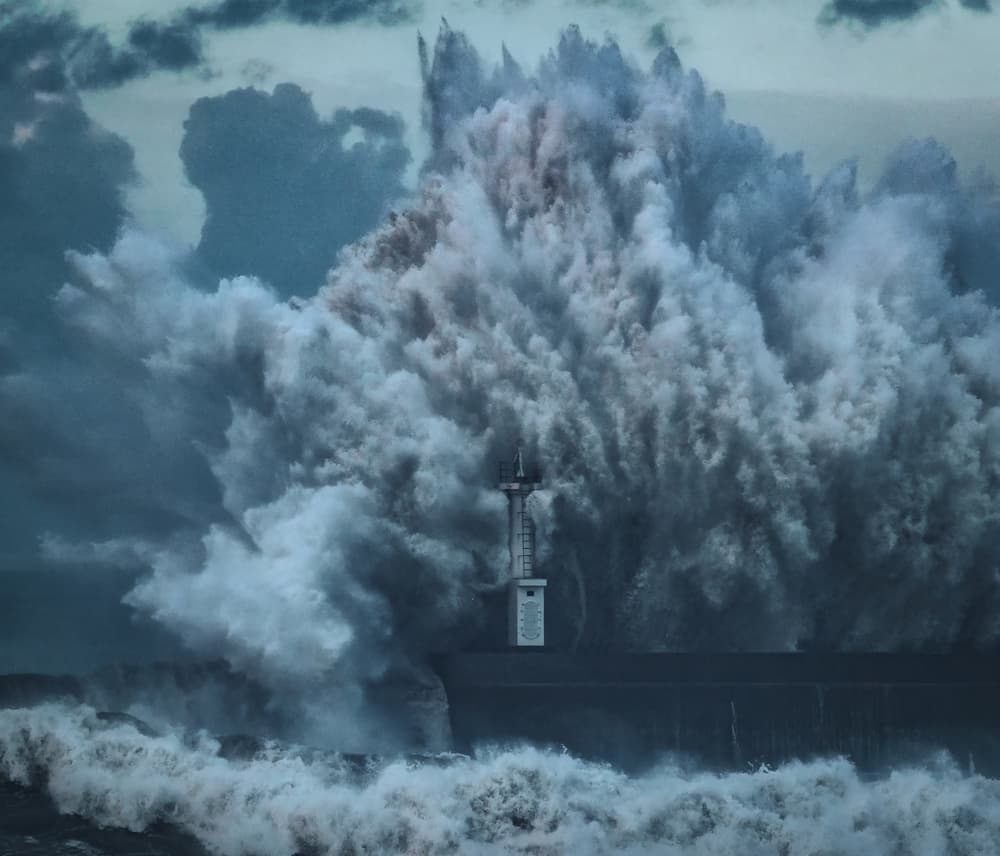 Crashing Waves Lighthouse by Takafumi Yamashita — canvas wall art