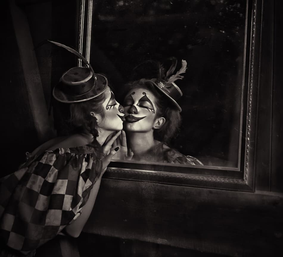 Clown Kissing Reflection by Hari Sulistiawan — canvas wall art