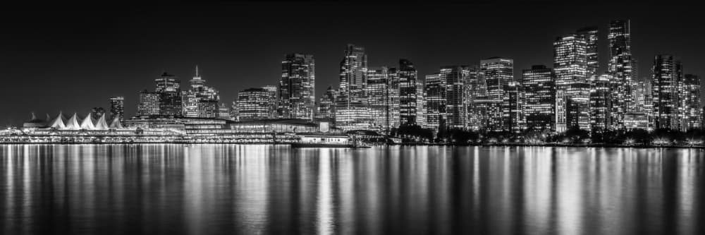 Night City Reflections by Melanie Viola — canvas wall art