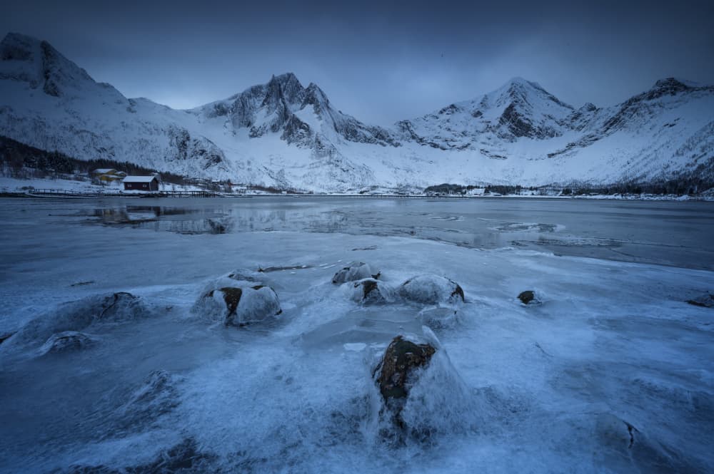 Frozen Blue Mountain Lake by David Martin Castan — canvas wall art