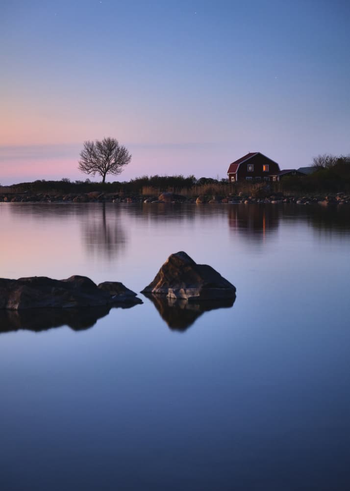 Blue Hour Reflections by Hamed Bank — canvas wall art