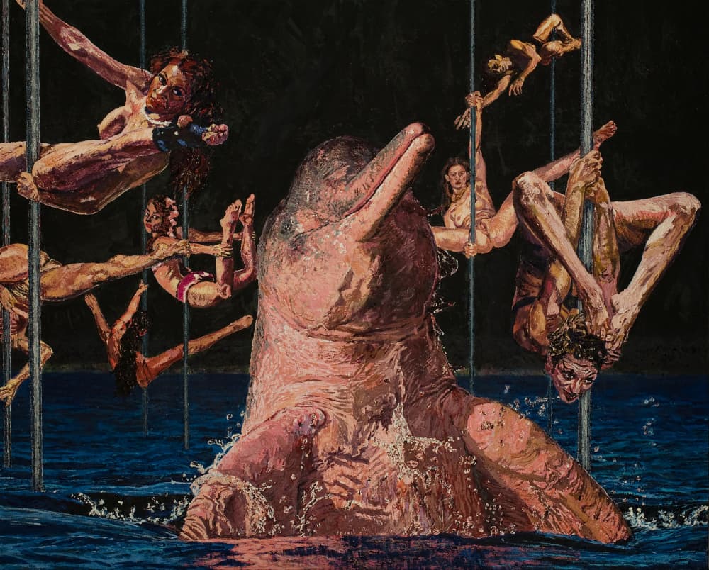 Pink Dolphin Pole Dance by Anton Terziev — canvas wall art