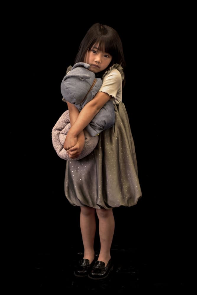 Little Girl Holding Toys by Miharu † — canvas wall art