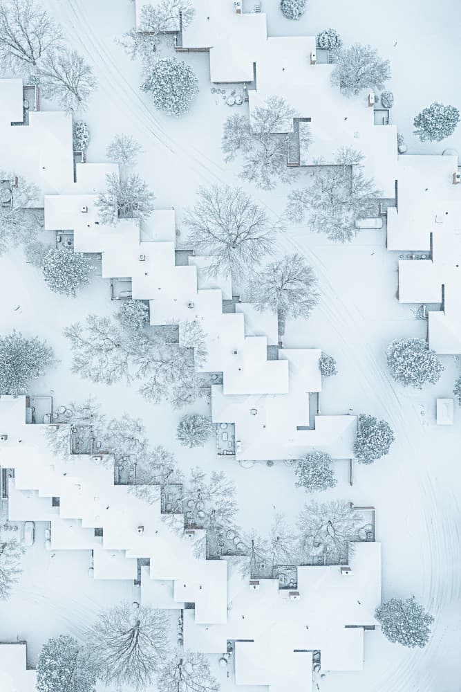 Snowy Rooftop Patterns by Mei Xu — canvas wall art