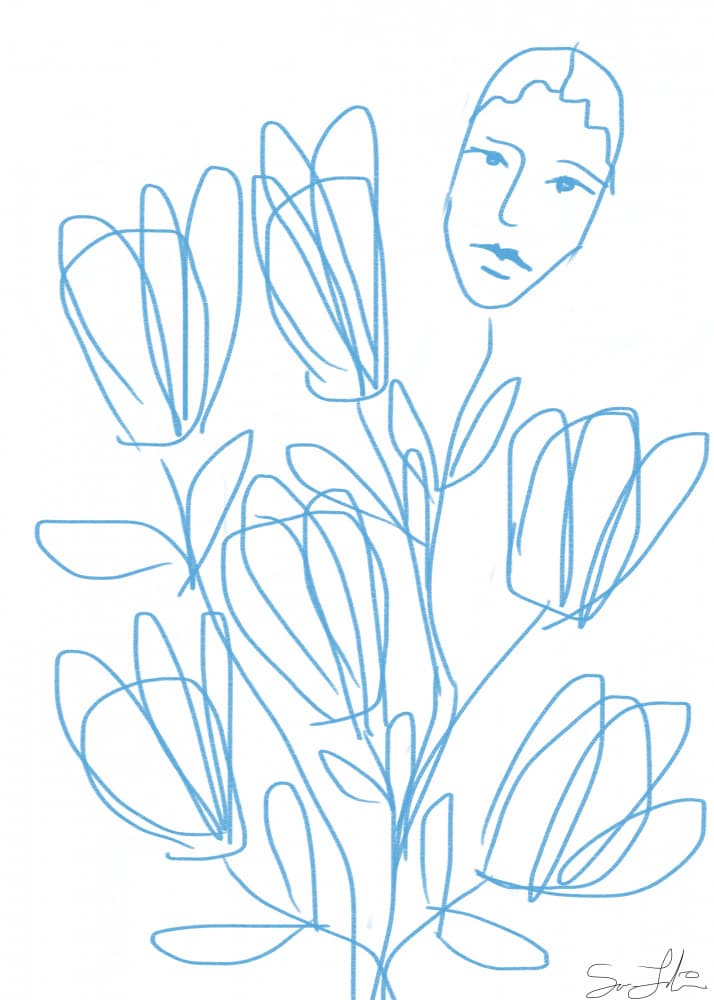 Serene Floral Face by Sanna Jarlelind — canvas wall art