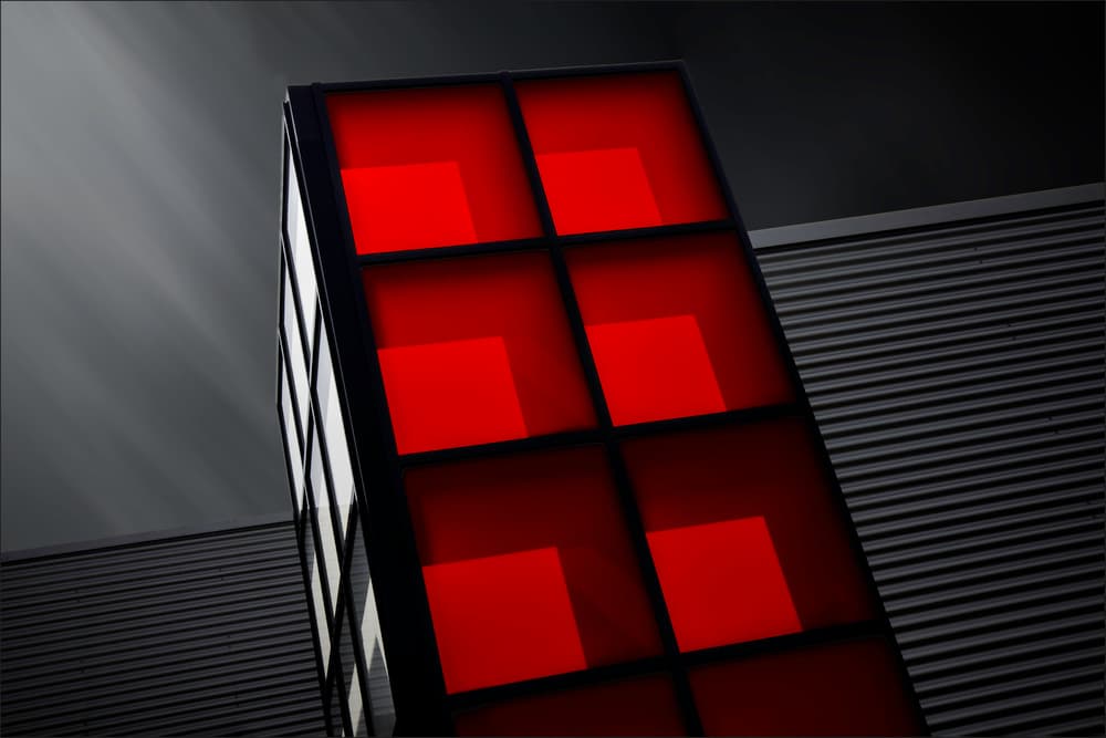 Glowing Red Facade by Gilbert Claes — canvas wall art
