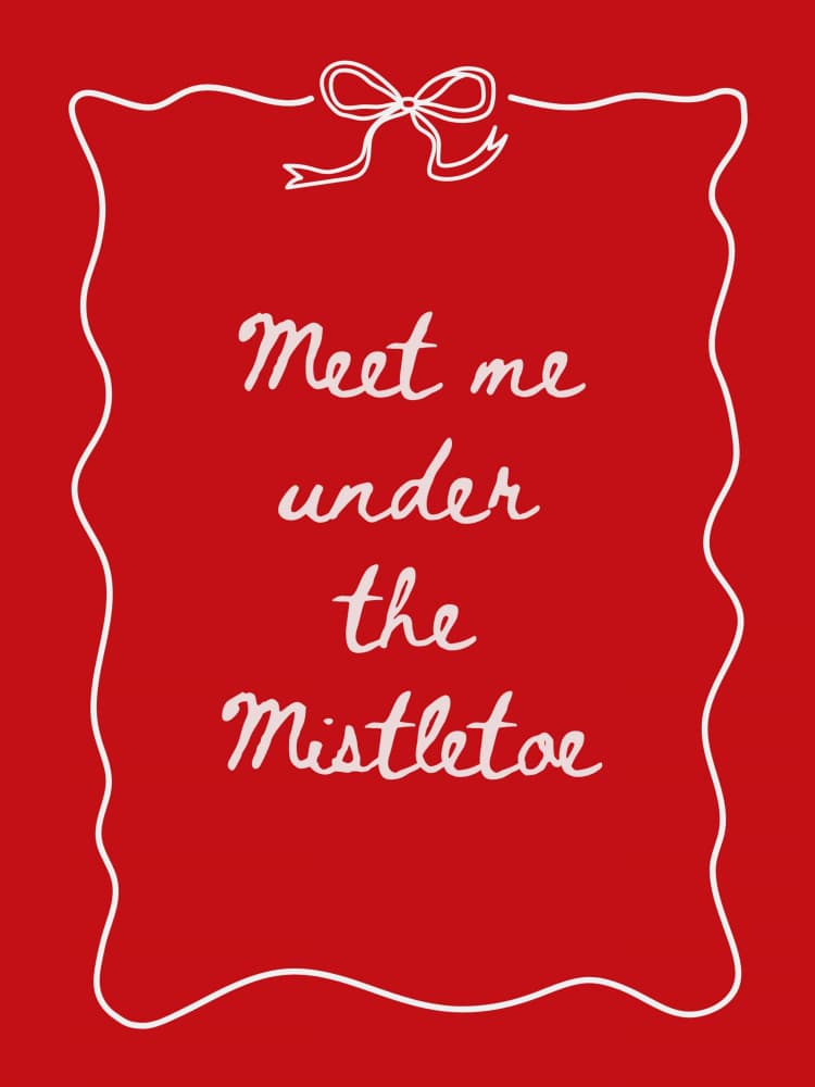 Meet Me Under Mistletoe by Jolly and Dash — canvas wall art
