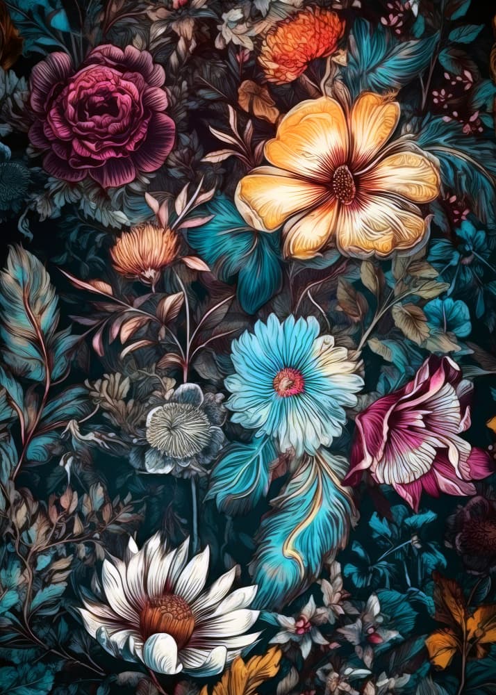Moody Botanical Blooms by Justyna Jaszke — canvas wall art