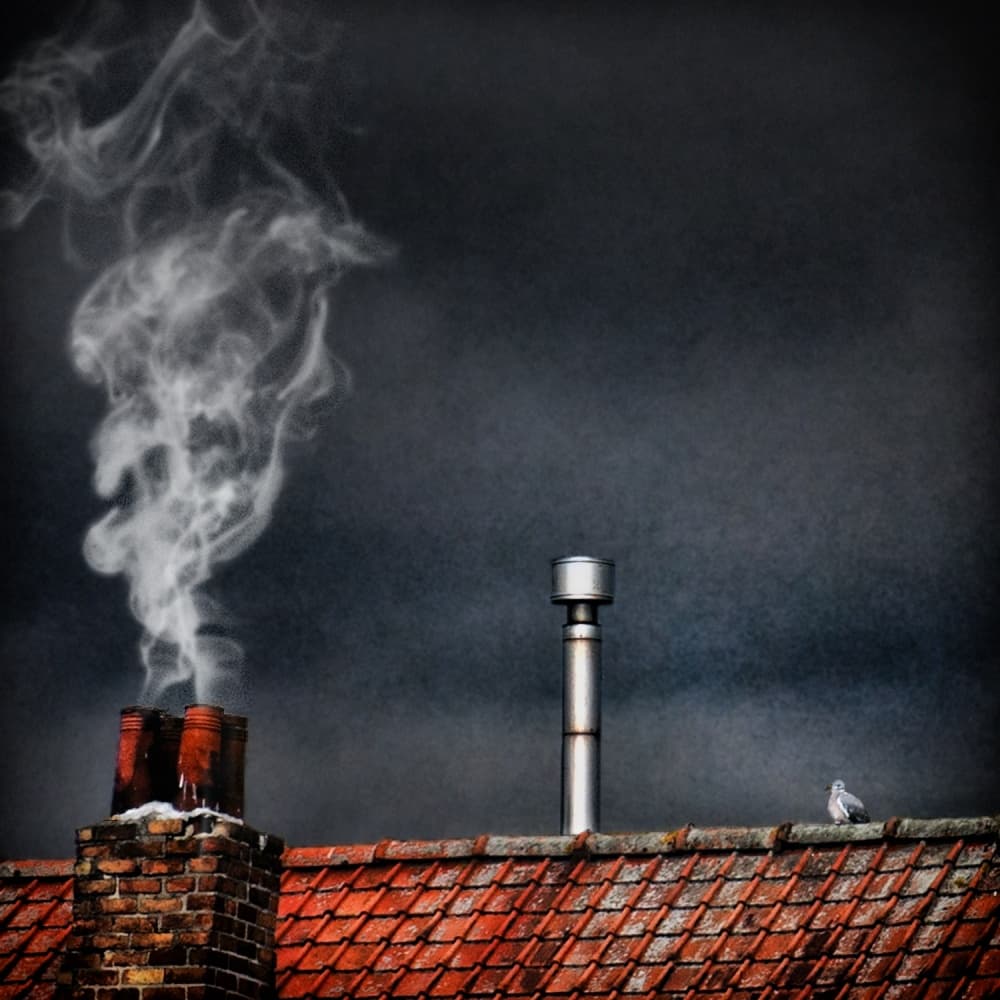 Winter Rooftop Smoke by Piet Flour — canvas wall art