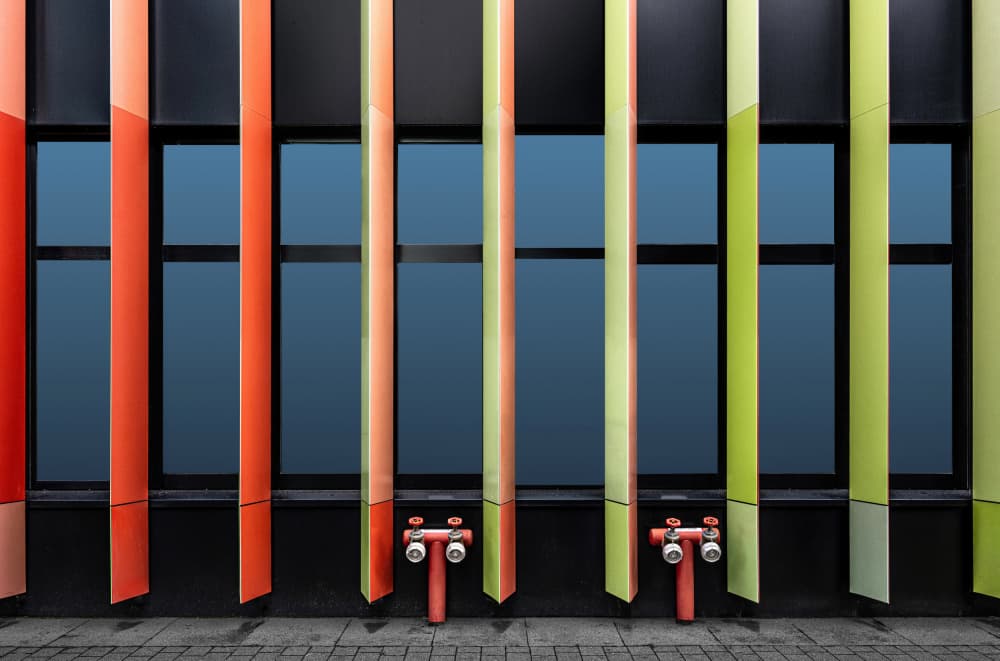 Vibrant Architectural Panels by Roland M Schwerdtfeger — canvas wall art