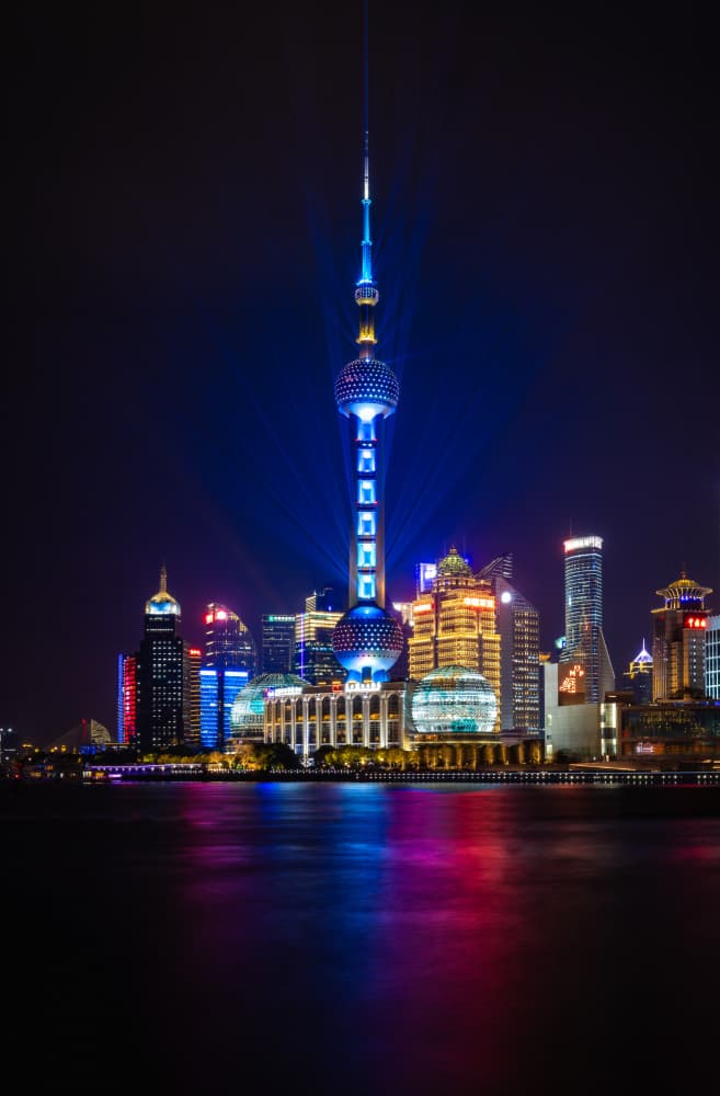 Vibrant City Night Skyline by Frank Ma — canvas wall art