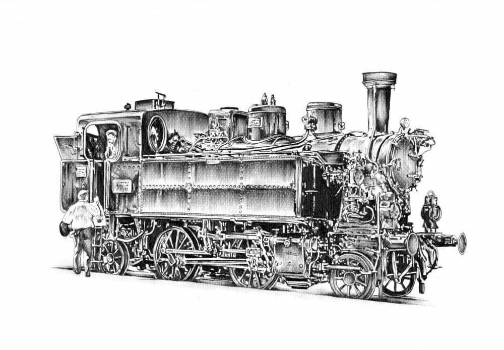 Vintage Steam Locomotive by Kulik — canvas wall art