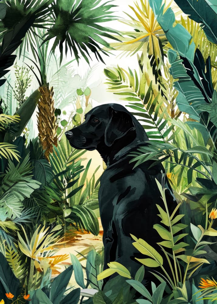Serene Jungle Dog by Justyna Jaszke — canvas wall art
