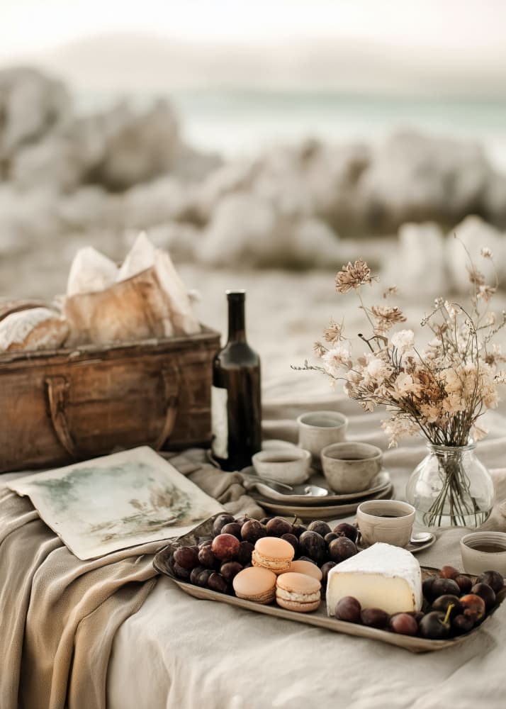 Elegant Coastal Picnic by Justyna Jaszke — canvas wall art