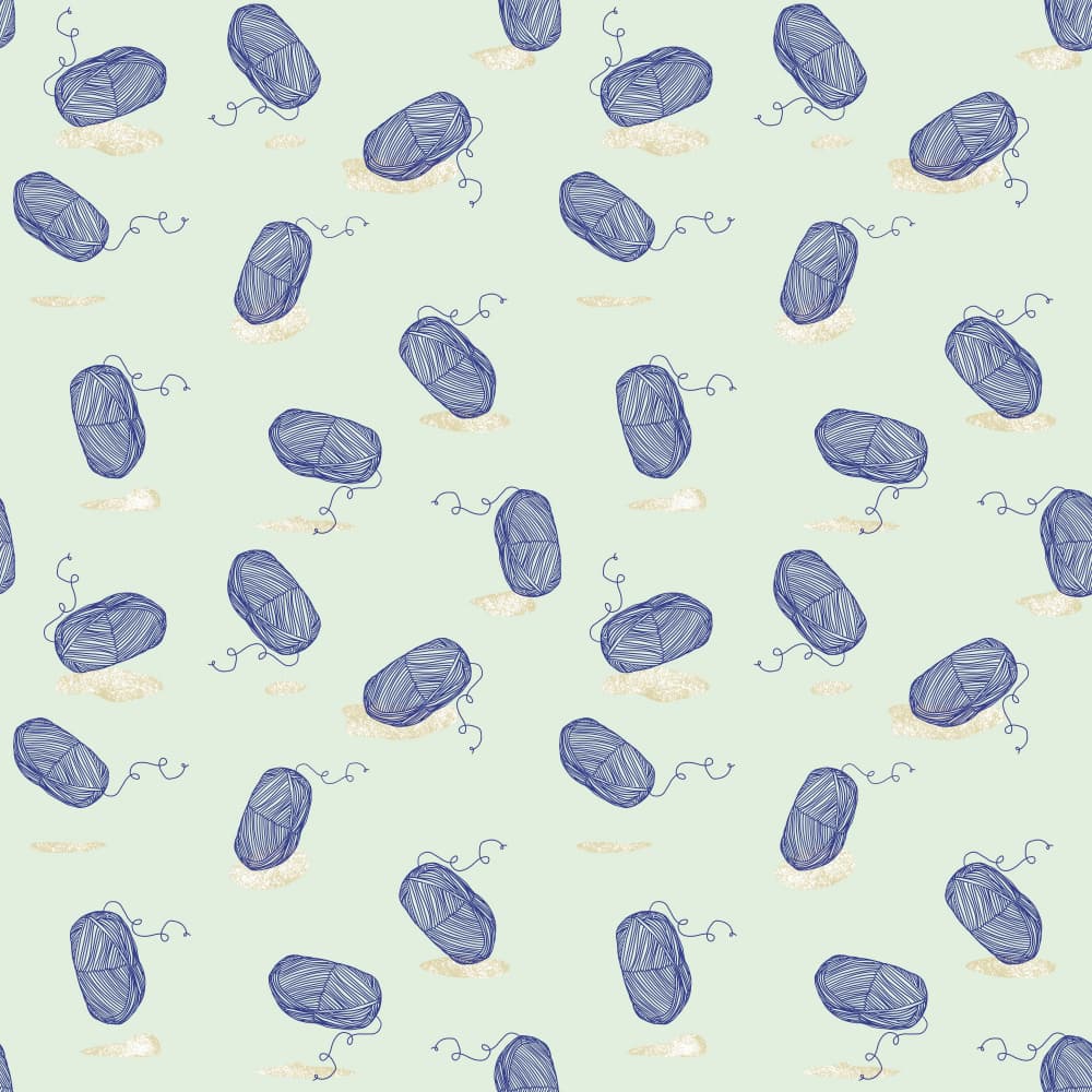 Playful Blue Yarn by Charlotte Trudgett — canvas wall art