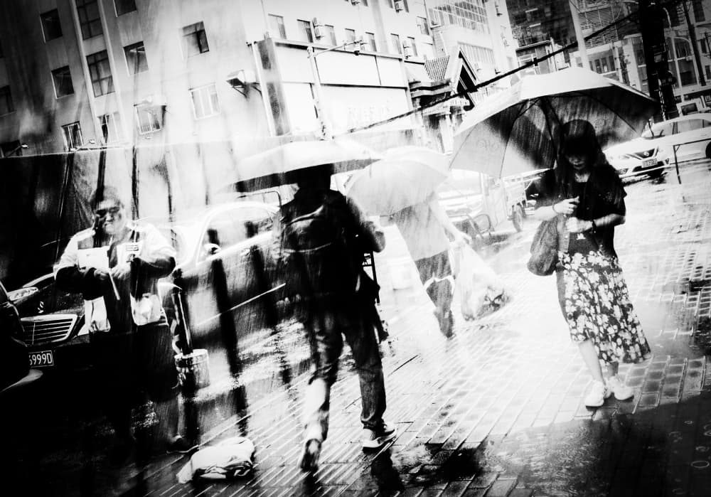 Rainy City Street Walk by Mi Young Choi — canvas wall art
