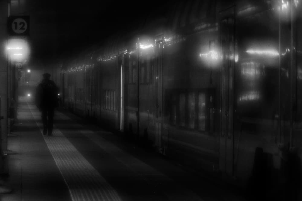 Midnight Train Platform by C.S. Tjandra — canvas wall art
