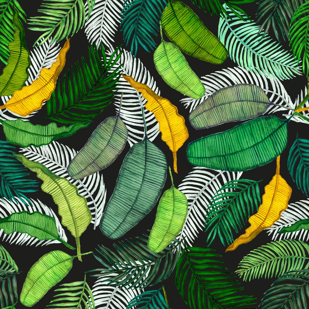 Lush Tropical Leaves by GULSENGUNEL — canvas wall art