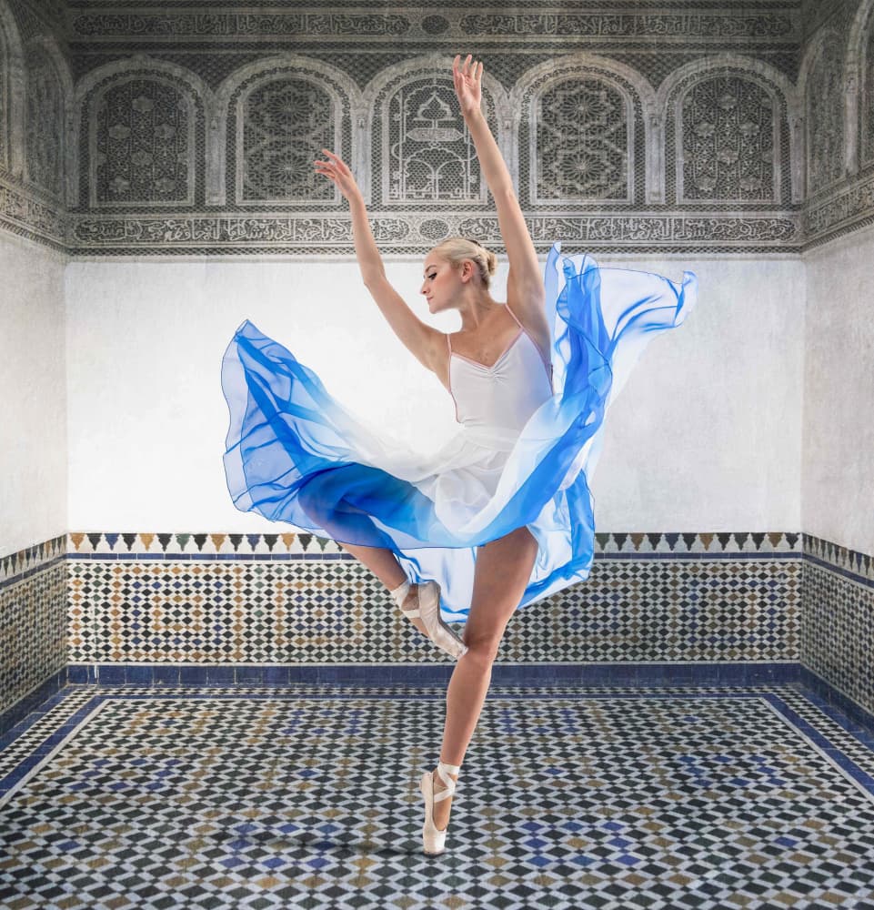 Graceful Blue Ballet by Derwood — canvas wall art