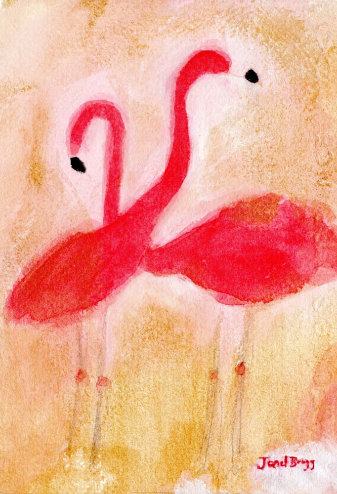 Tropical Flamingo Embrace by Janel Bragg — canvas wall art
