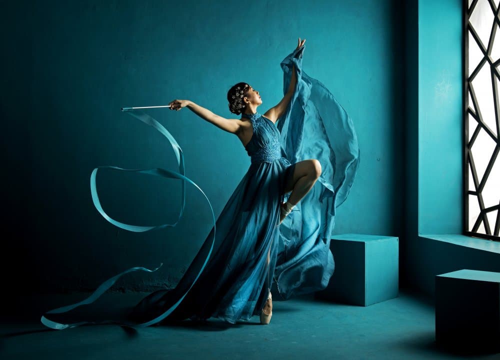 Blue Ballet Ribbon Dance by Angela Muliani Hartojo — canvas wall art