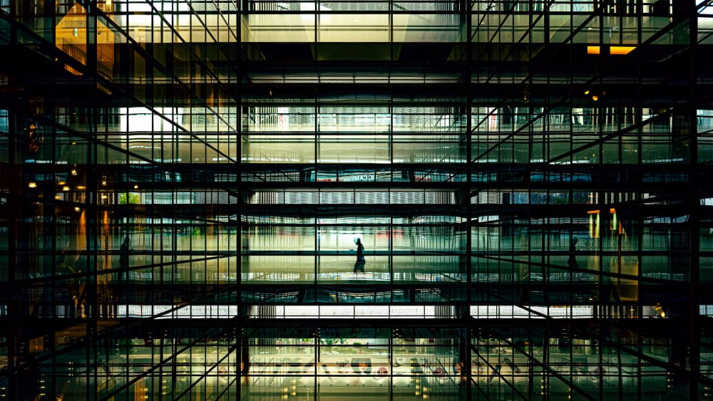 Solitary Figure Modern Glass by Yuzo Fujii — canvas wall art