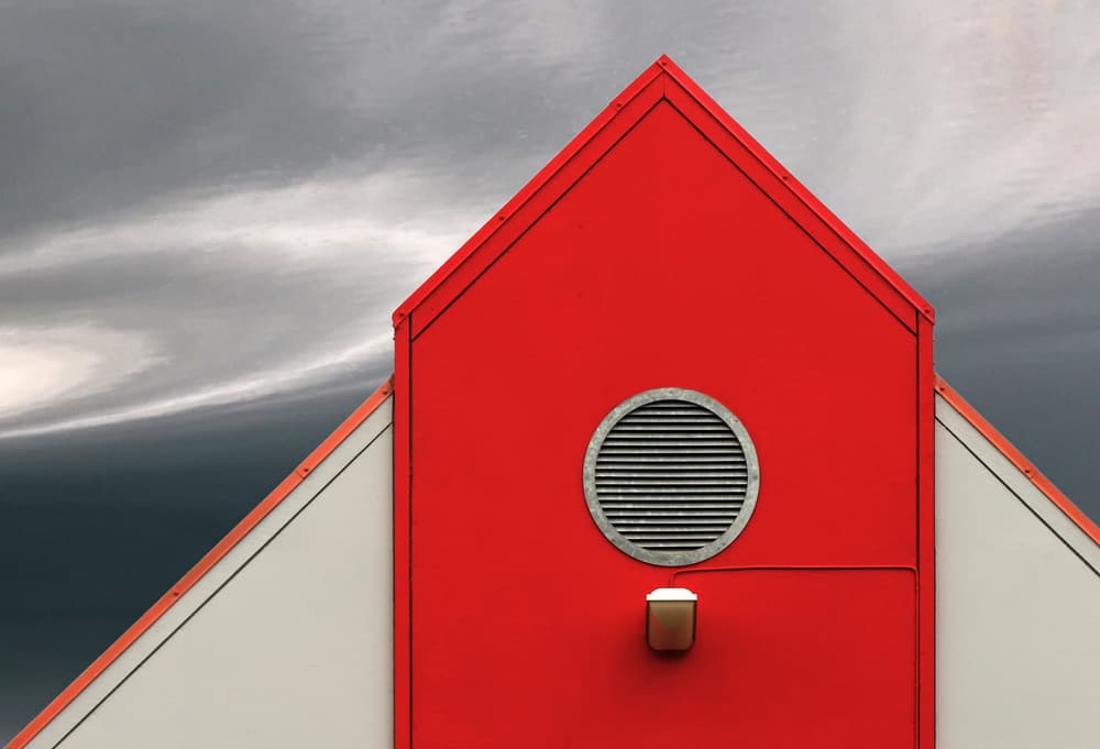 Bold Red Architecture by Hans-Wolfgang Hawerkamp — canvas wall art