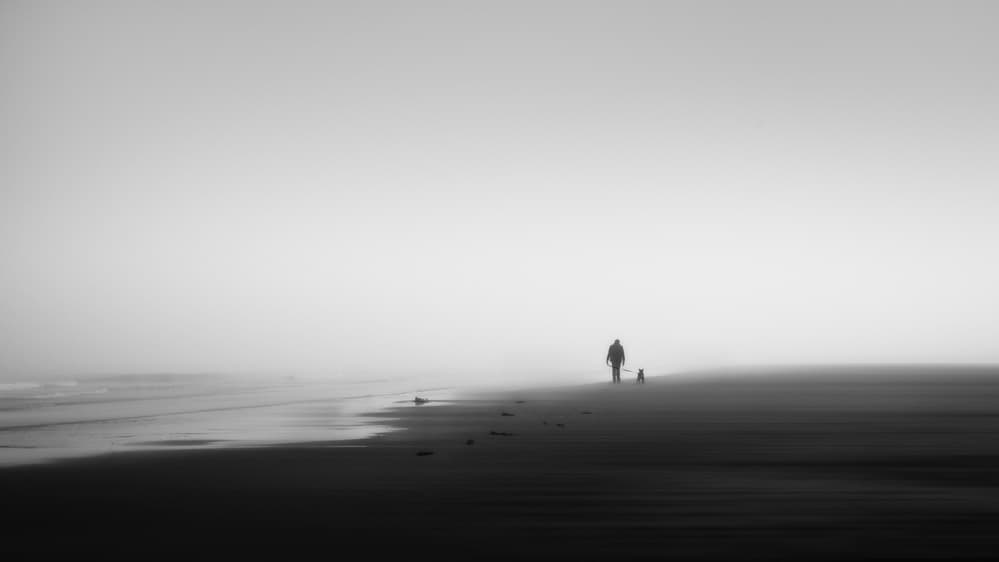 Misty Beach Walk by Christophe Staelens — canvas wall art