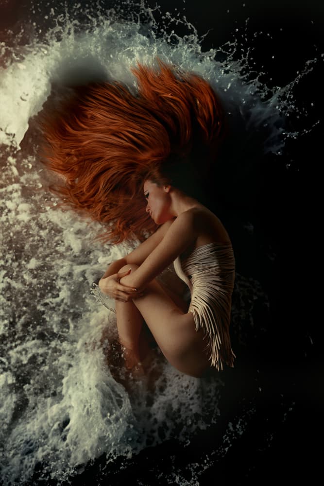 Floating Red Hair by Oren Hayman — canvas wall art