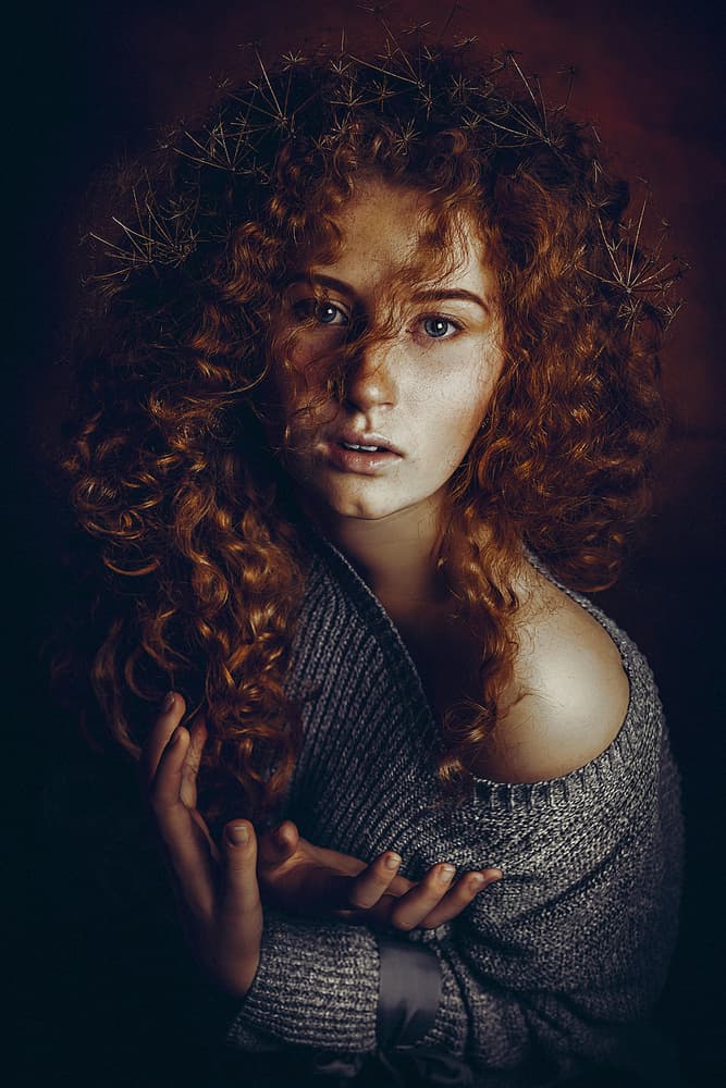 Pensive Redhead Portrait by Ruslan Bolgov — canvas wall art
