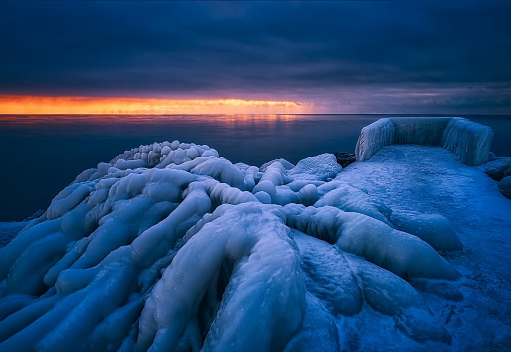 Icy Winter Sunrise by Ben.C.L — canvas wall art