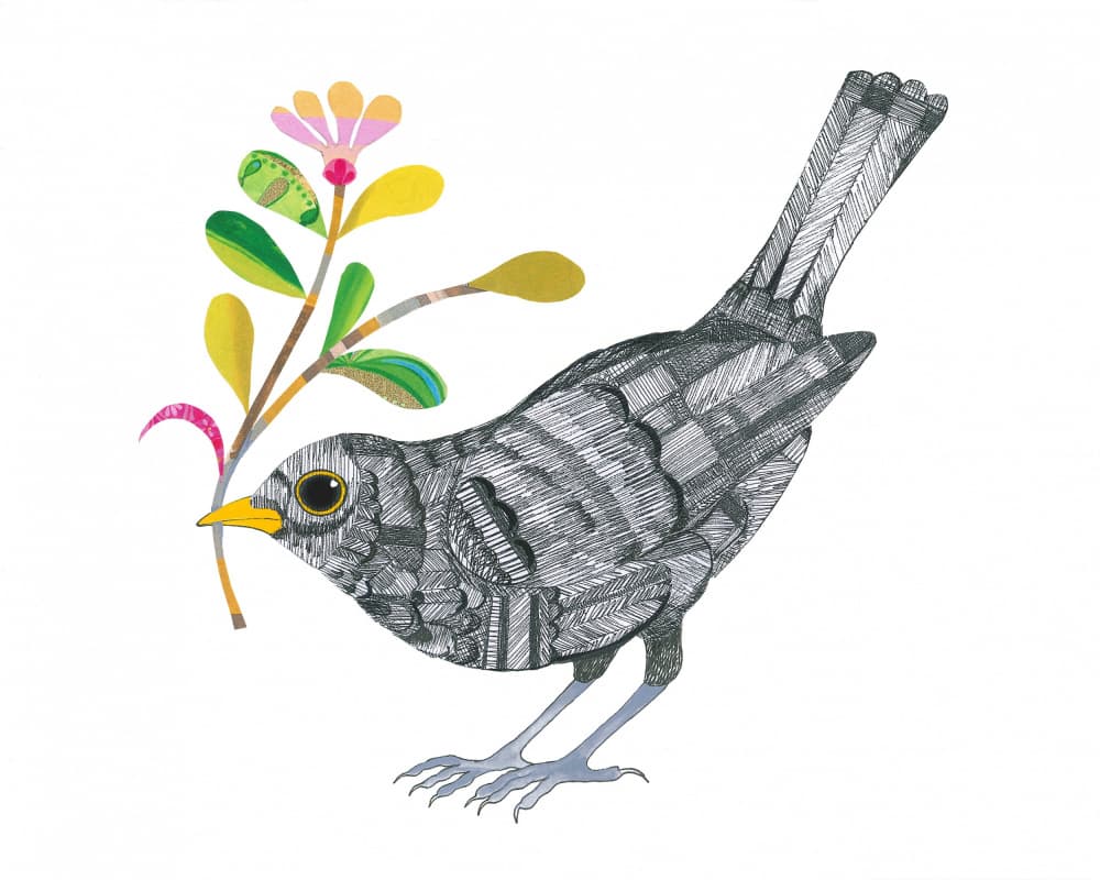 Whimsical Bird With Flower by Isabelle Brent — canvas wall art