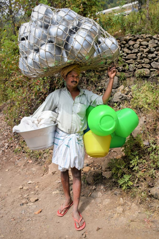 Rural Vendor's Heavy Load by Ilana Lam — canvas wall art