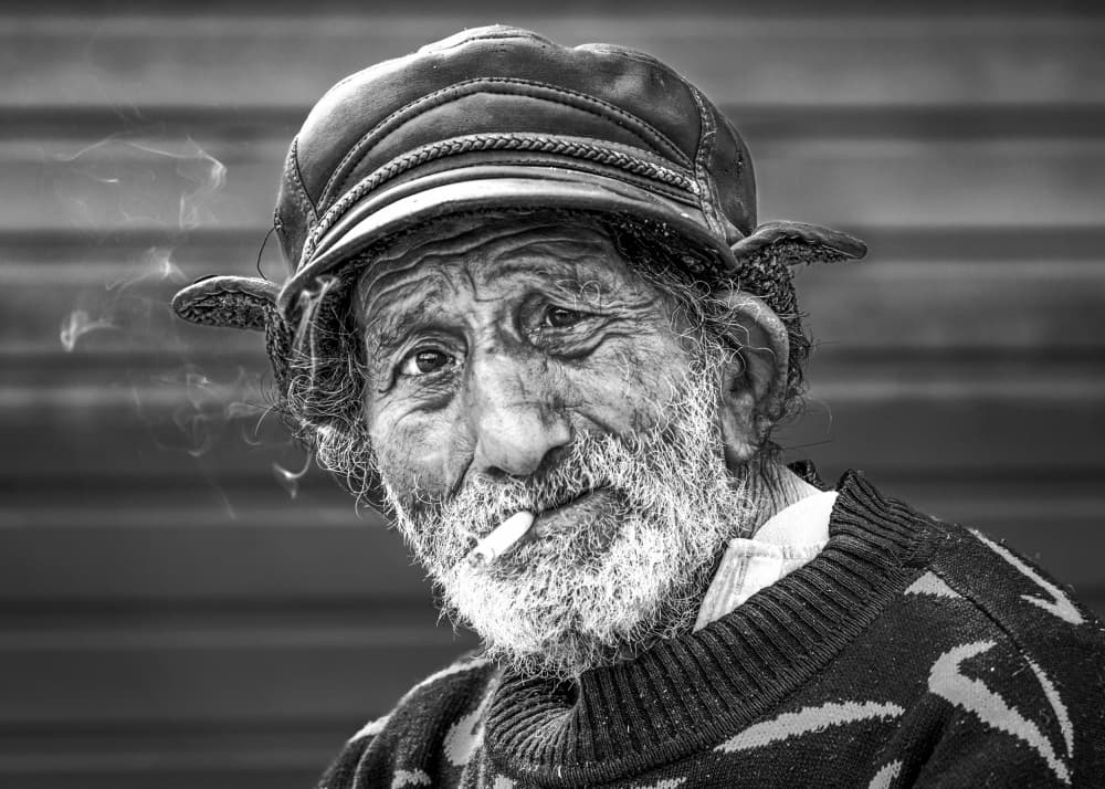Old Man Smoking by Joško Šimic — canvas wall art