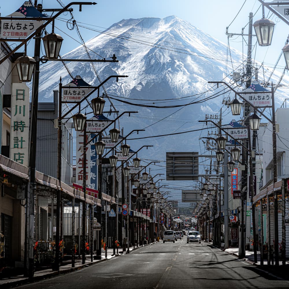 Mount Fuji Street View by まちゅばら/Hiroki Matsubara — canvas wall art