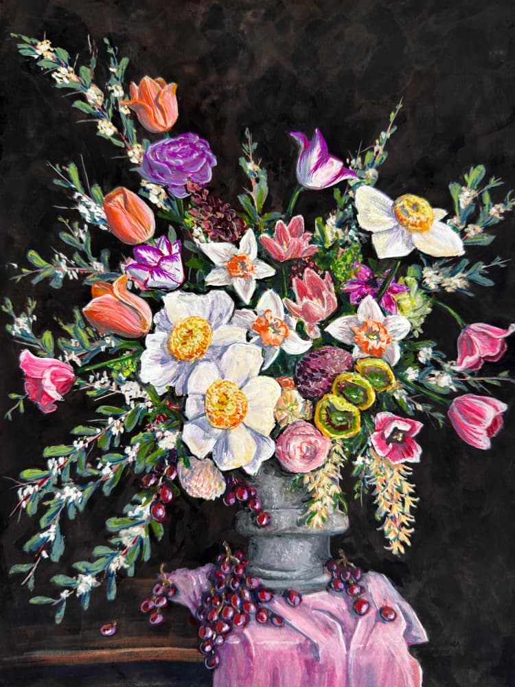 Vibrant Floral Still Life by Renee Machan Cottagecore Artist — canvas wall art